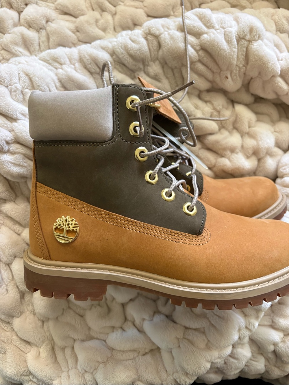 Timberland Wheat and Olive Two-Tone Leather Work Boots